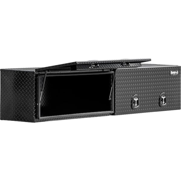 18 in. x 16 in. x 96 in Black Diamond Tread Aluminum Top Mount Truck Tool Box with Flip-Up Doors