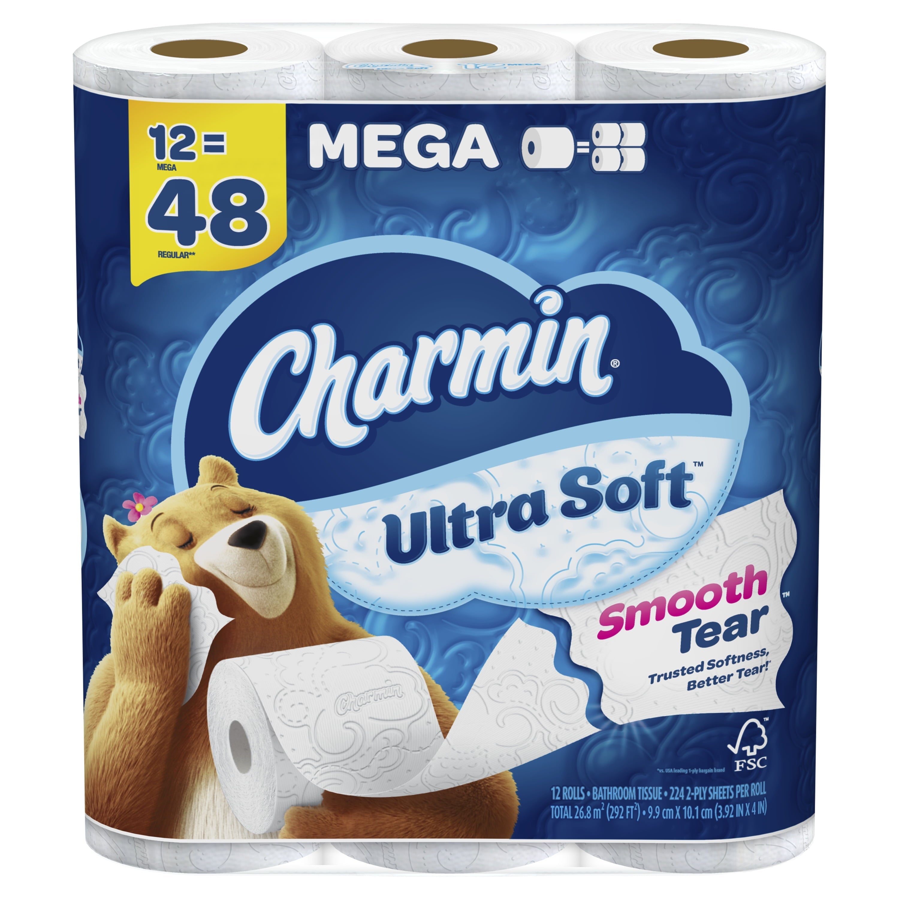 Charmin Ultra Soft Toilet Paper 12 Mega Rolls, 224 Sheets Per Roll