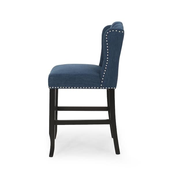Foxcroft 40.25 in. Navy Blue Wingback Counter Stool (Set of 2)