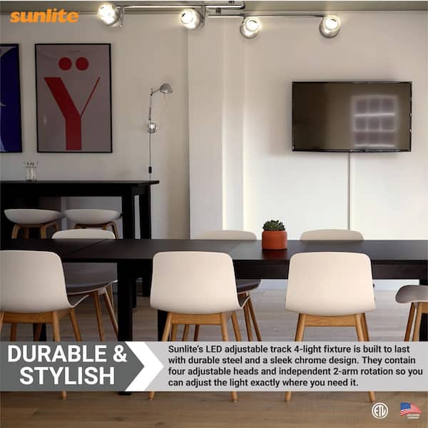 2.6 ft. Chrome Integrated LED Ceiling Mounted Hardwired Track Lighting Kit with Round Chrome Head