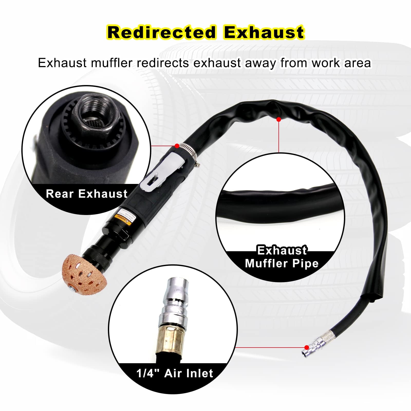 Ryanstar Racing 2500rpm Low Speed Air Tire Buffer Tire Repair Kit Polishing Cleaning Tool 35 mm