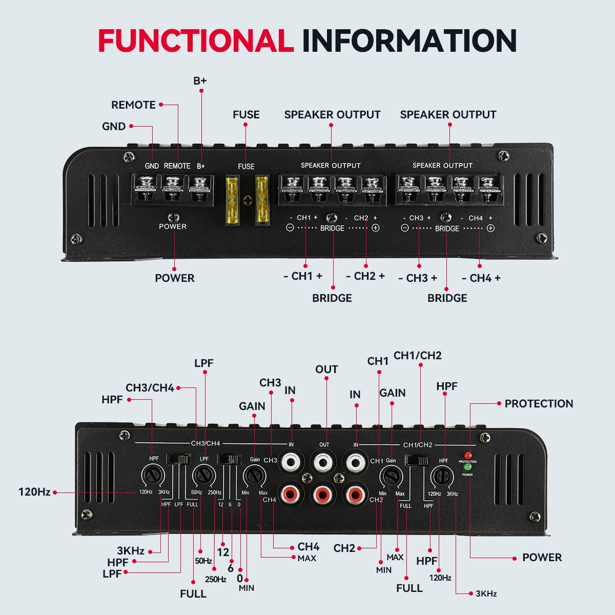 Andeman Car Amplifier Class A/B 4 Channel, Mini HIFI Digital Bluetooth Audio Power Amplifier AS-5040