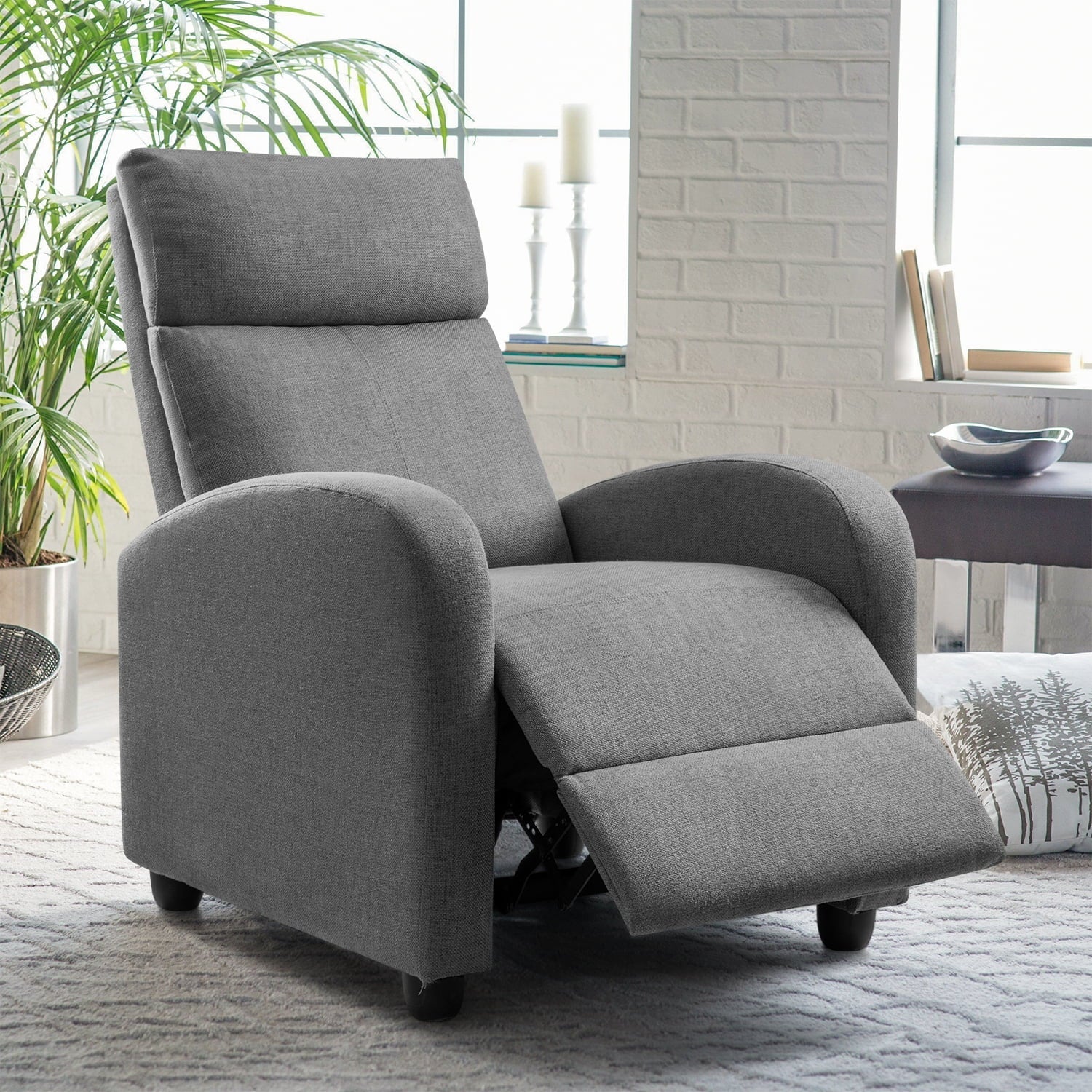 Homall Fabric Recliner Chair Adjustable Modern Home Theater Seating Single Recliner Sofa Living Room Armrest Chair With Thick Cushion