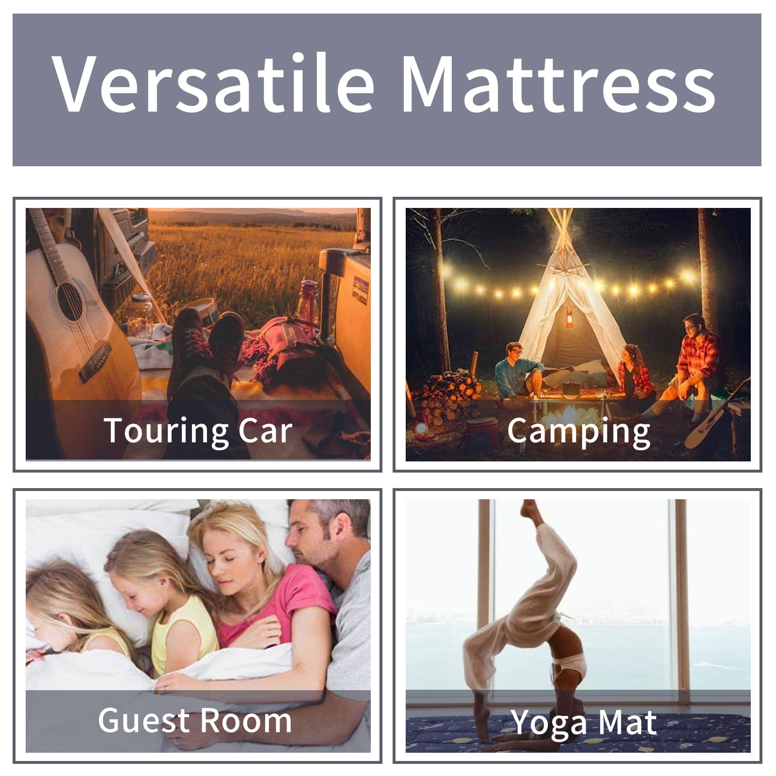 Thick Futon Floor Mattress, Memory foam Padded Japanese Floor Mattress, Navy Space, Twin