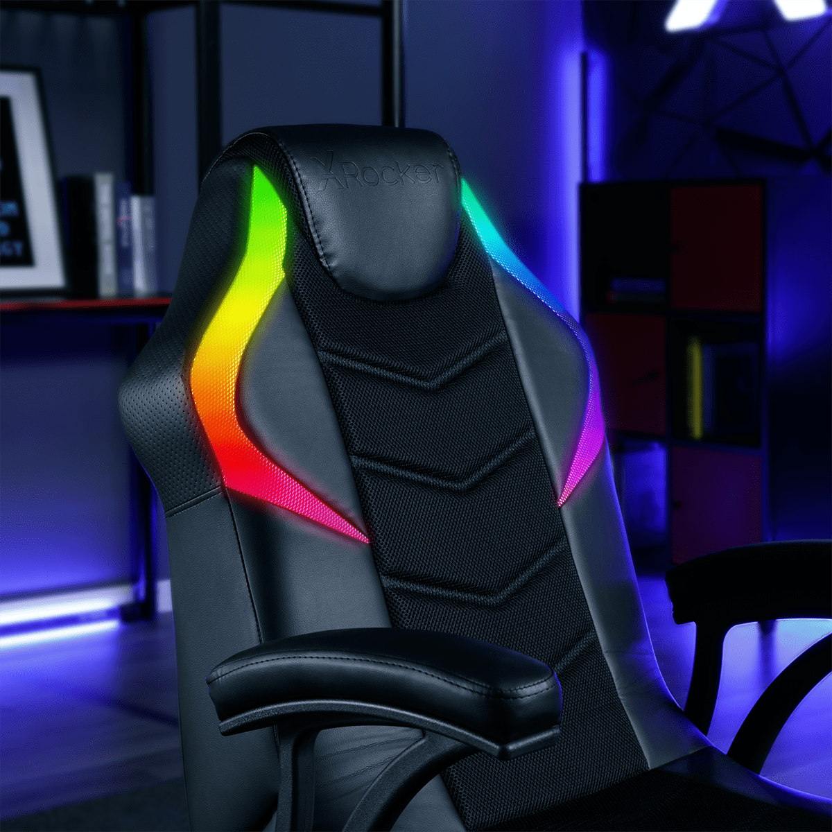 X Rocker Nemesis RGB Pedestal Gaming Chair, Black Mesh, 31.89