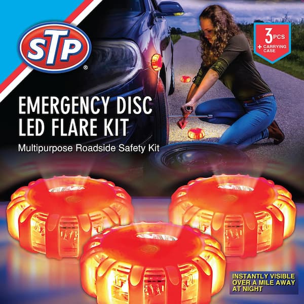 Emergency Car LED Road Flare Kits and Case, Requires 3 AAA Batteries (3-Pack)