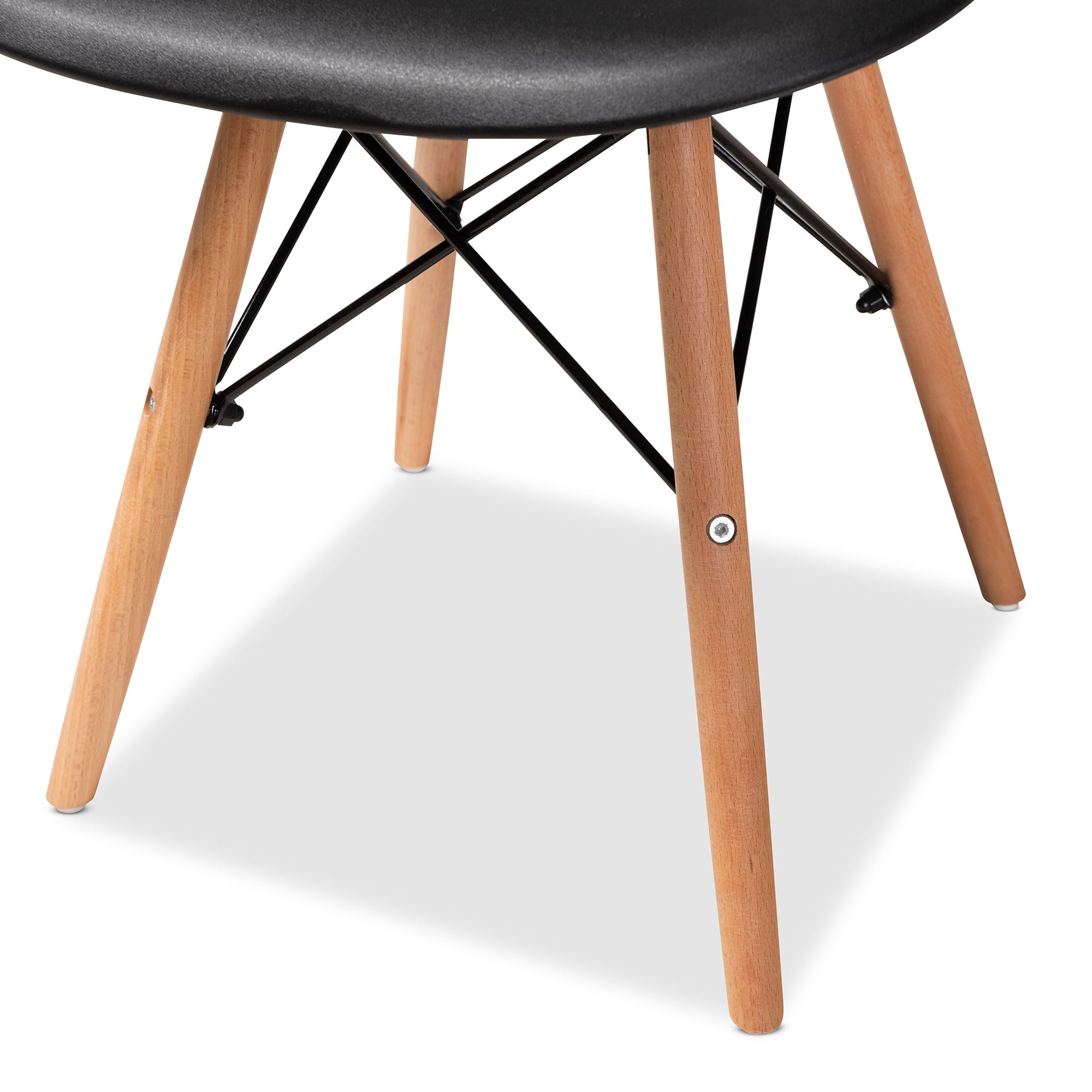 Baxton Studio Jaspen Dining Chair, Set of 4, Black/Oak Brown