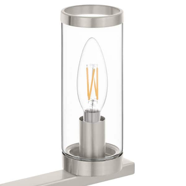 Loveland 16.625 in. 3-Light Brushed Nickel Bathroom Vanity Light Fixture with Clear Glass Shades