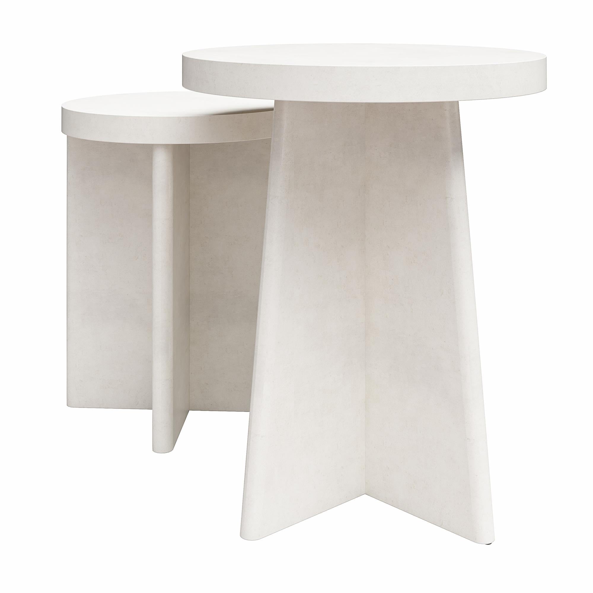 Queer Eye Liam Round End Tables, Set of 2, Plaster