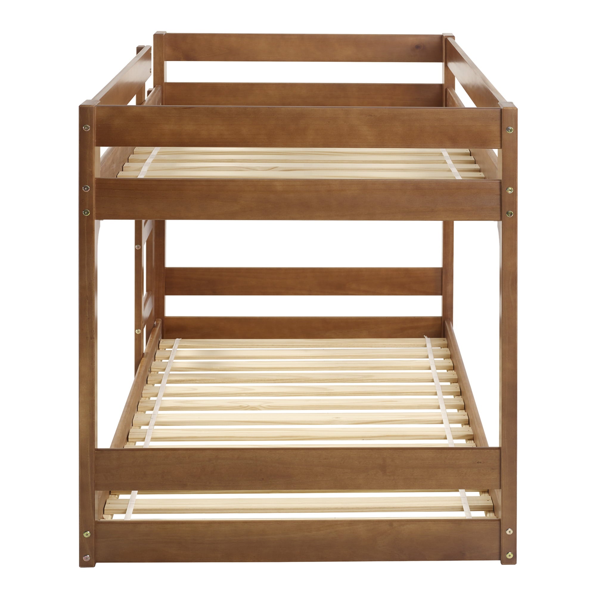 Walker Edison Modern Twin Over Twin Youth Bunk Bed, Caramel