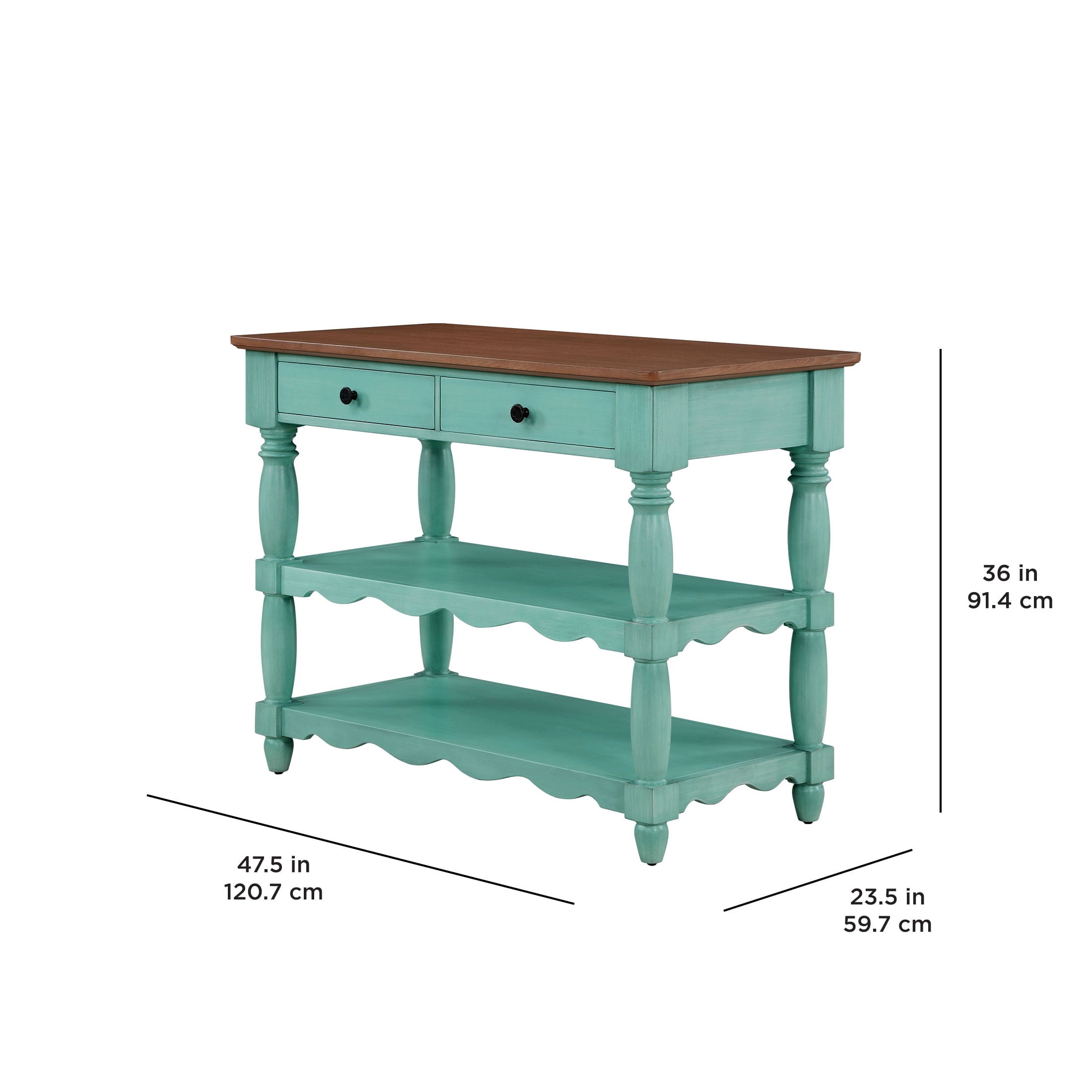 The Pioneer Woman Kitchen Island Made With Solid Wood Frame, Teal