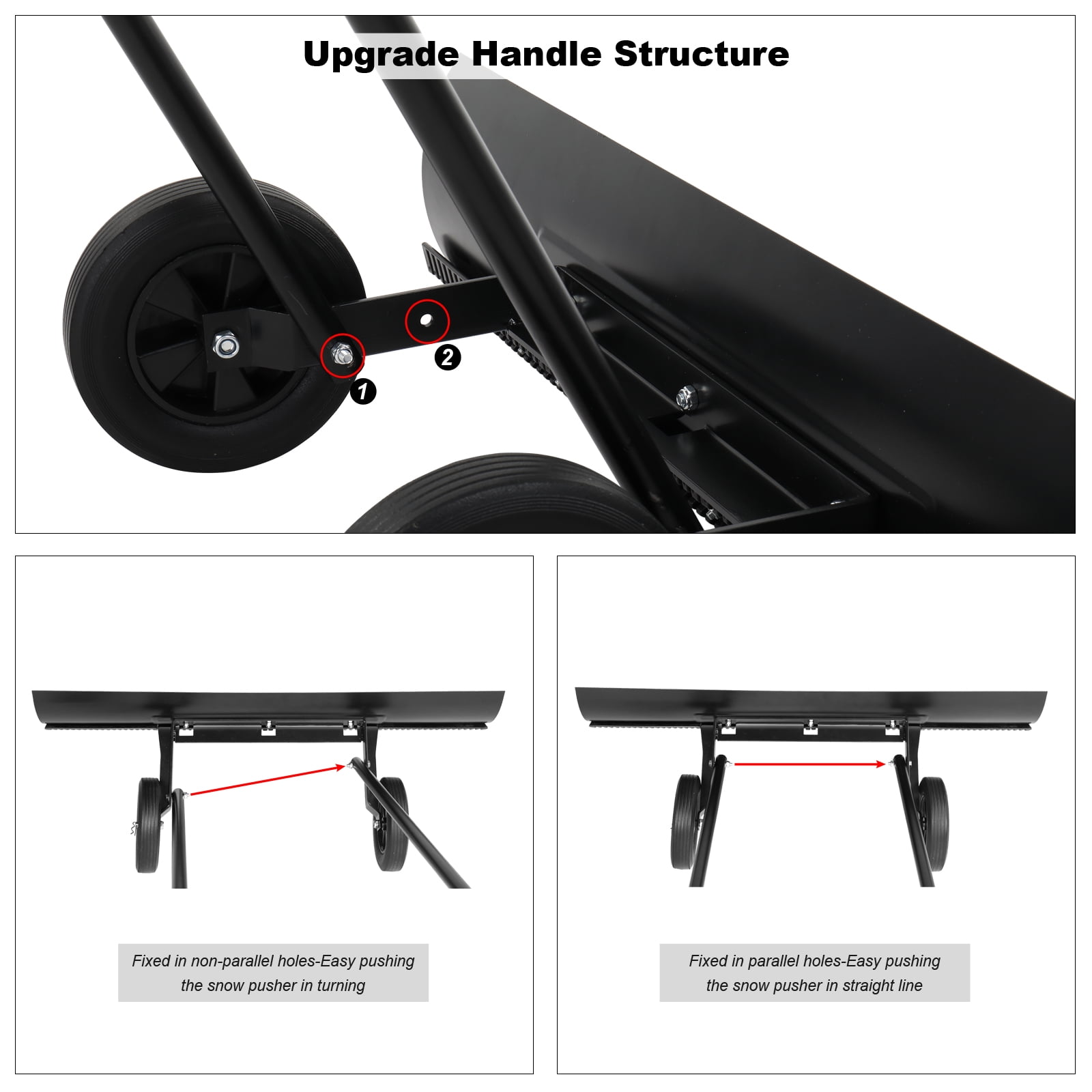 Zimtown Adjustable Wheeled Snow Pusher Wheeled Snow Shovel, Efficient Snow Removal Tool 39