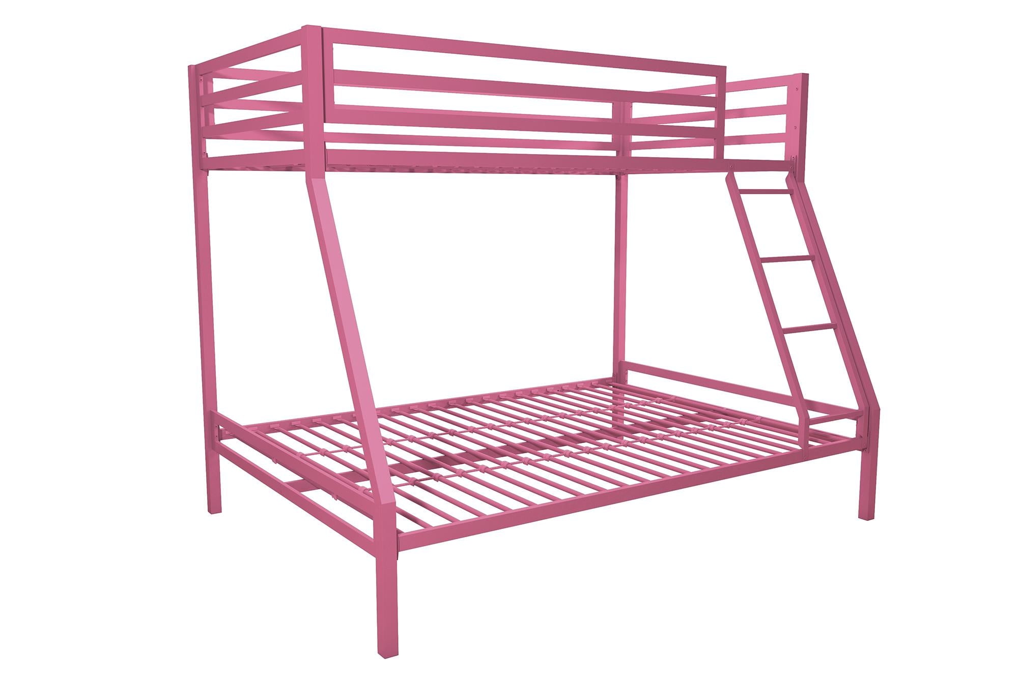 Mainstays Premium Twin over Full Metal Bunk Bed, Pink