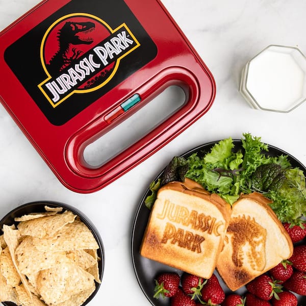Red 900W Jurassic Park Grilled Grilled Cheese Sandwich Maker