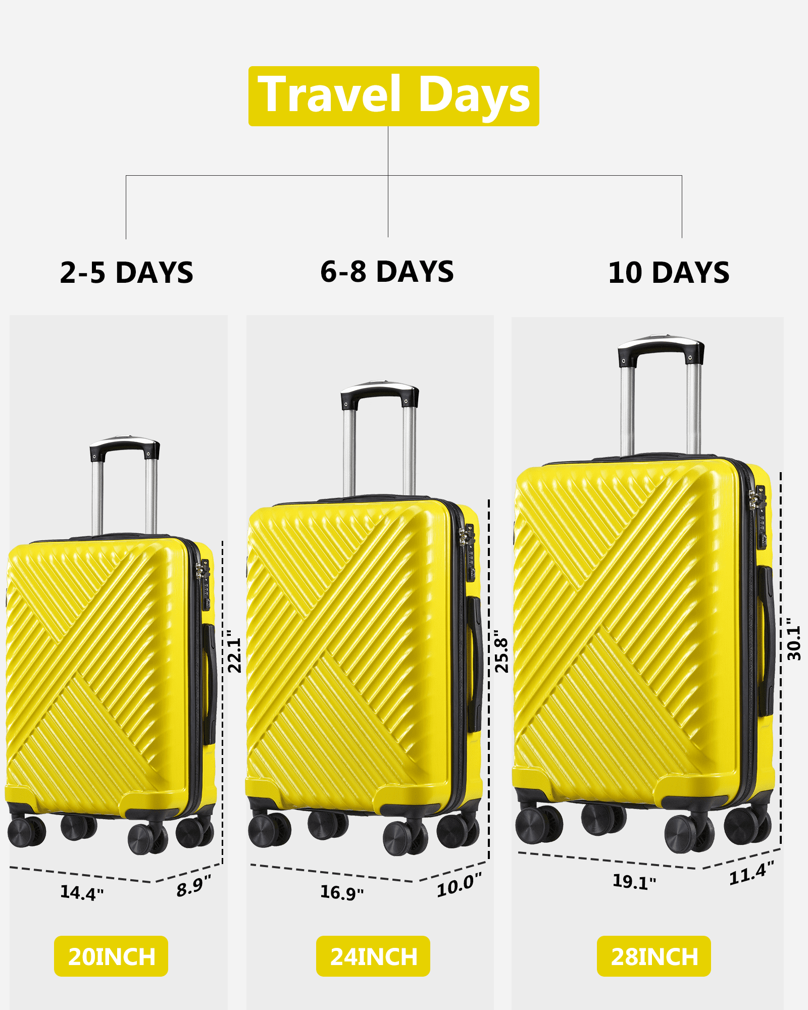 3 Piece Set Luggage Set Expandable(only 28