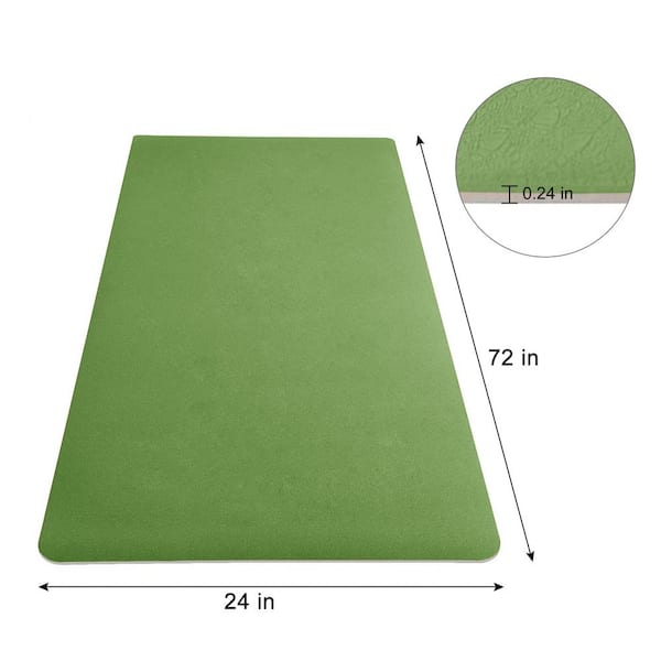 Grass Green High Density TPE Yoga Mat 72 in. L x 24 in. W x 0.24 in. Pilates Exercise Mat Non Slip (12 sq. ft.)