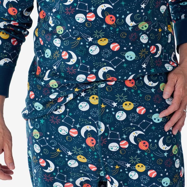Company Organic Cotton Snug Fit Space Galaxy Men's Women's XX-Large Blue Multi Pajama Set