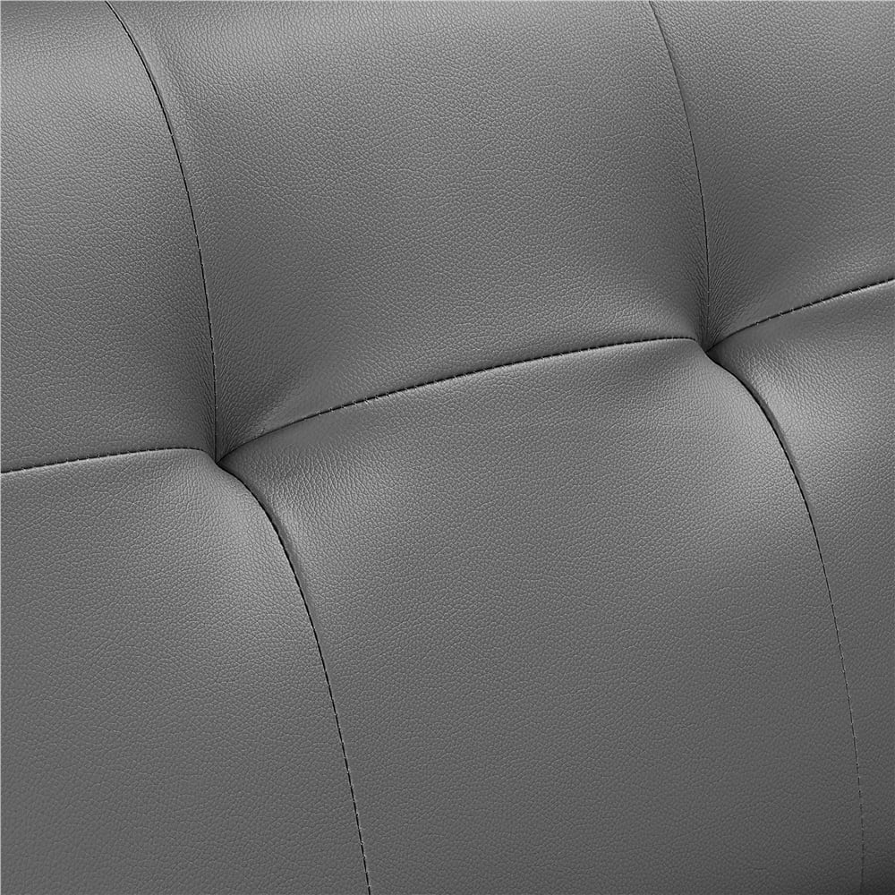 Easyfashion Convertible Faux Leather Futon Sofa Bed, Black