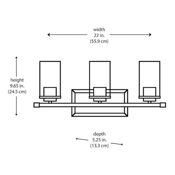 Timpie 22 in. 3-Light Brushed Nickel Bathroom Vanity Light Fixture with Seeded Glass Shades