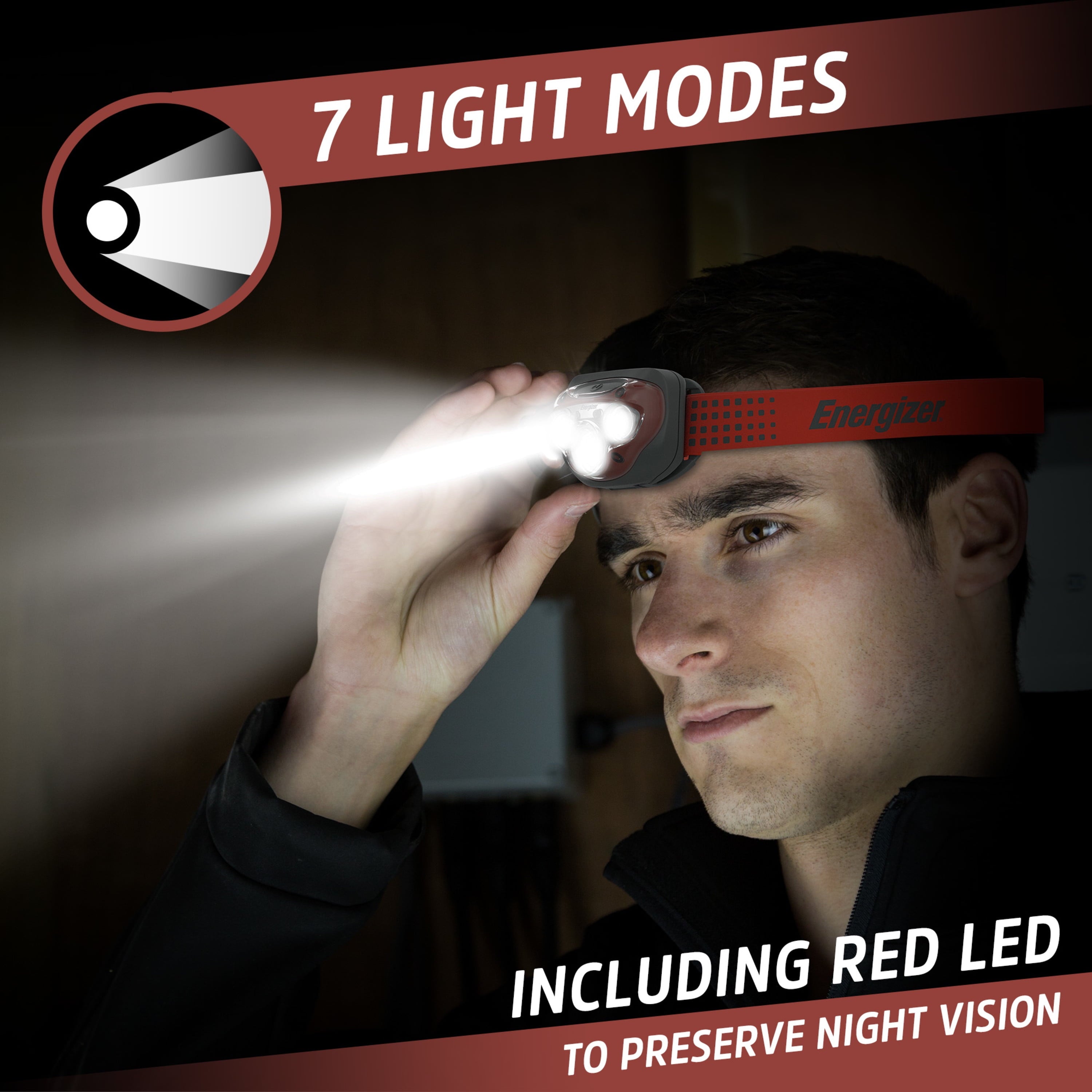 Energizer Vision HD+ 300 Lumen Advanced LED Headlamp, Includes (3) AAA Batteries