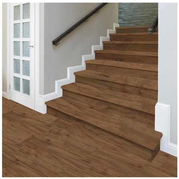Cobblestone/Applewood/Acacia/Koa 47in.Lx12.15in.Wx1.69in.T Laminate Stair Tread and Reversible Riser Kit Adhesive