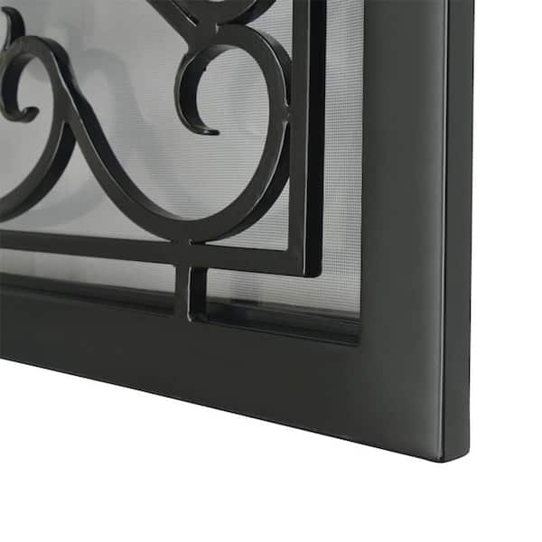 36 in. x 80 in. 368 Series Bella Wrought Iron Black Security Door Recessed Mount