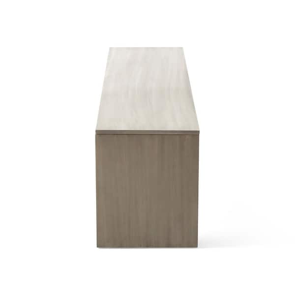 Pannell Light Gray Solid Wood Bench