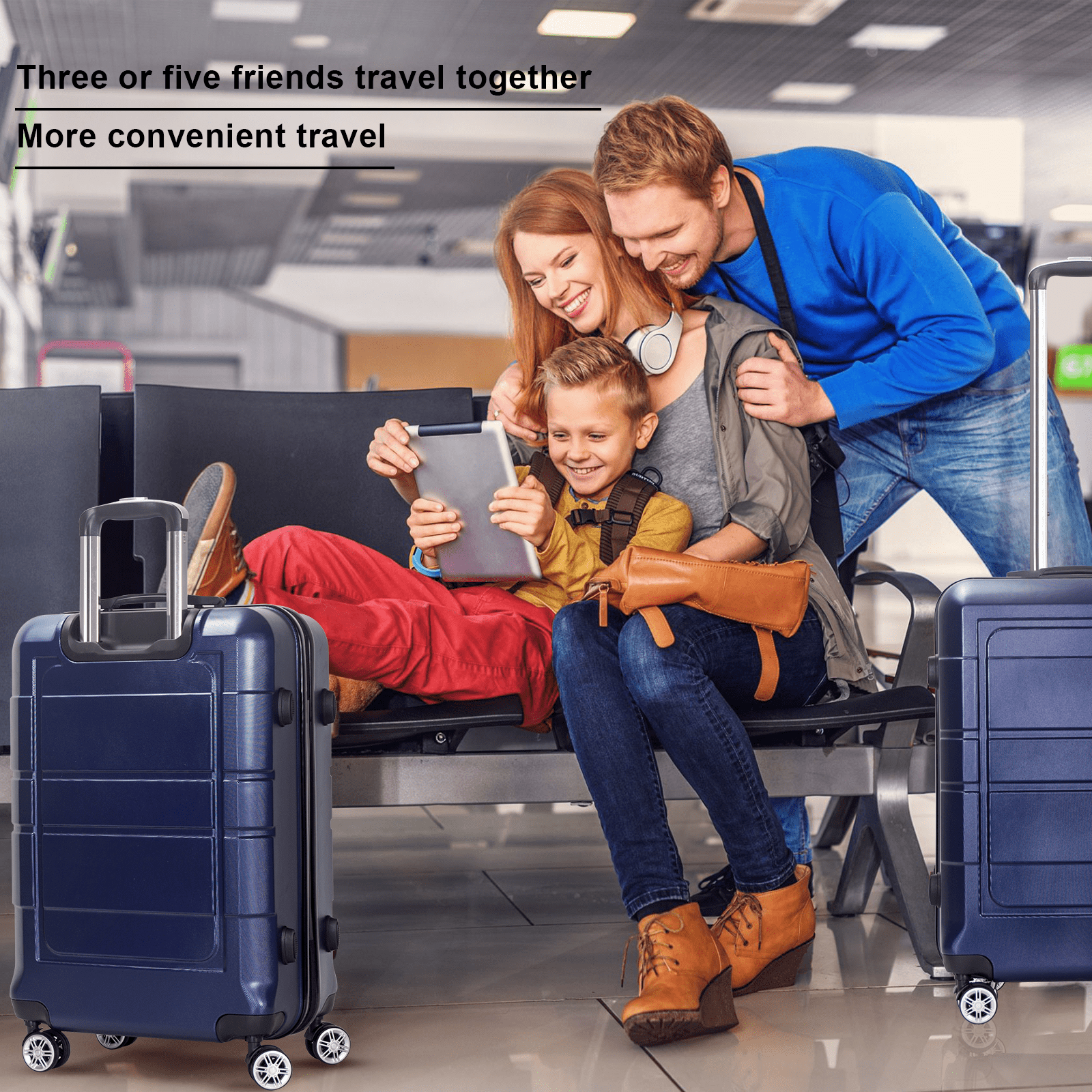 AEDILYS 3 Piece Suitcase Luggage Set - Blue