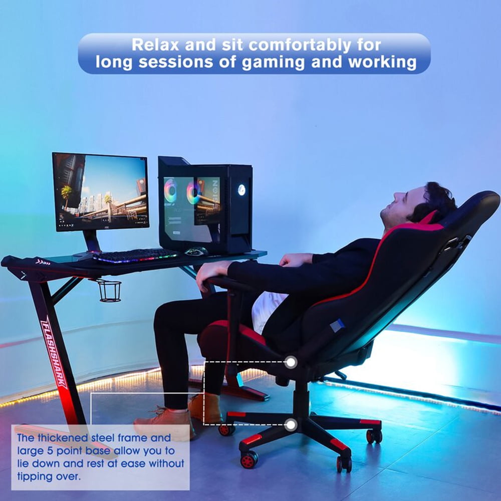 HomeZeer High Back Ergonomic PU Leather Gaming Chair Office Chair, Red