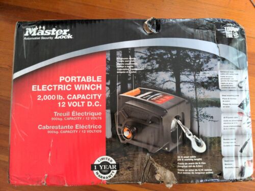 Master Lock Portable 12 Volt Winch Truck Cars Trailer Boat Hoist Portable New