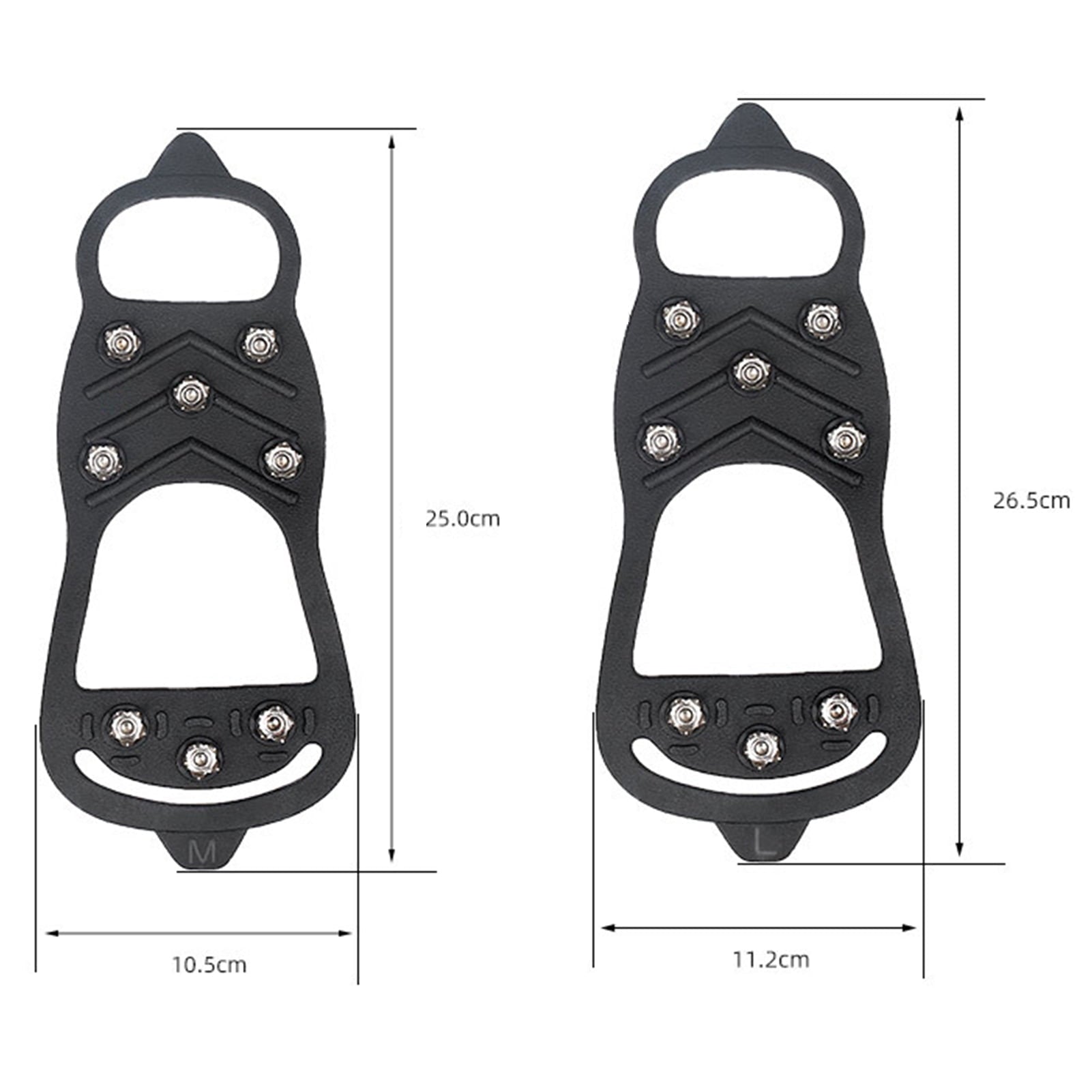 LeKY 2Pcs 8-tooth Anti-Skid Ice Climbing Shoe Spikes Grips Snowshoes Covers Crampons Black M