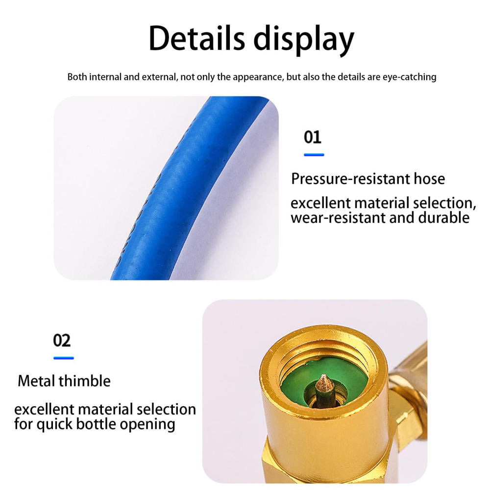 Car AC Refrigerant Refill Kit|AC Gauge Set Air Conditioner Refrigerant Filling Tool|Reusable Refrigerant Charge Hose A/C Charging Tool for Cars Trucks