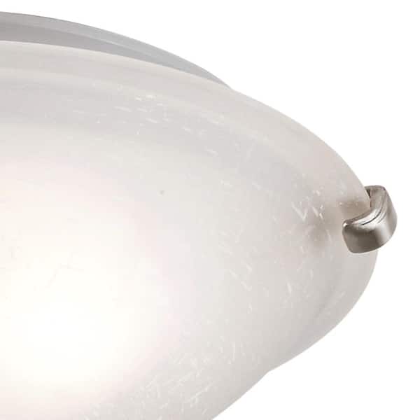 Constellation 12 in. 2-Light Brushed Nickel Flush Mount Ceiling Light Fixture with Frosted Linen Texture Glass Shade