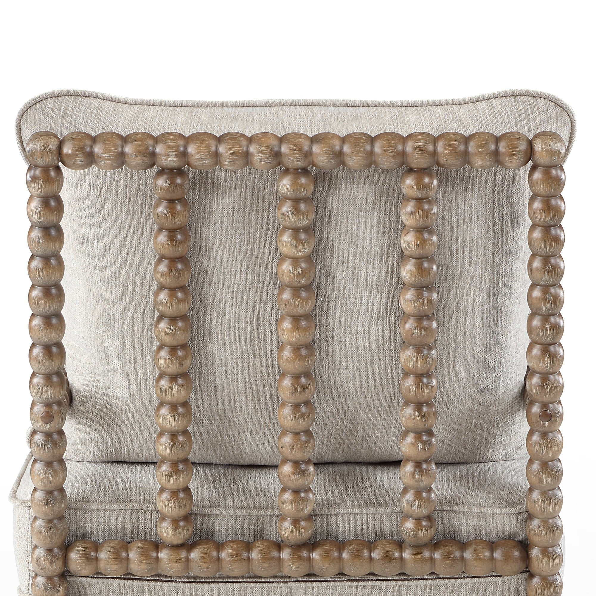 Duhome Upholstered Dining Chair Spindle Spool Accent Chair Linen Fabric Armchair with Wood Frame, Brown+Beige