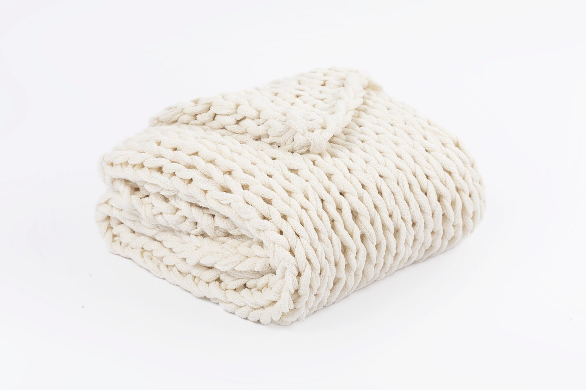 Silver One Super Chunky Knitted Throw Blanket, White, 50