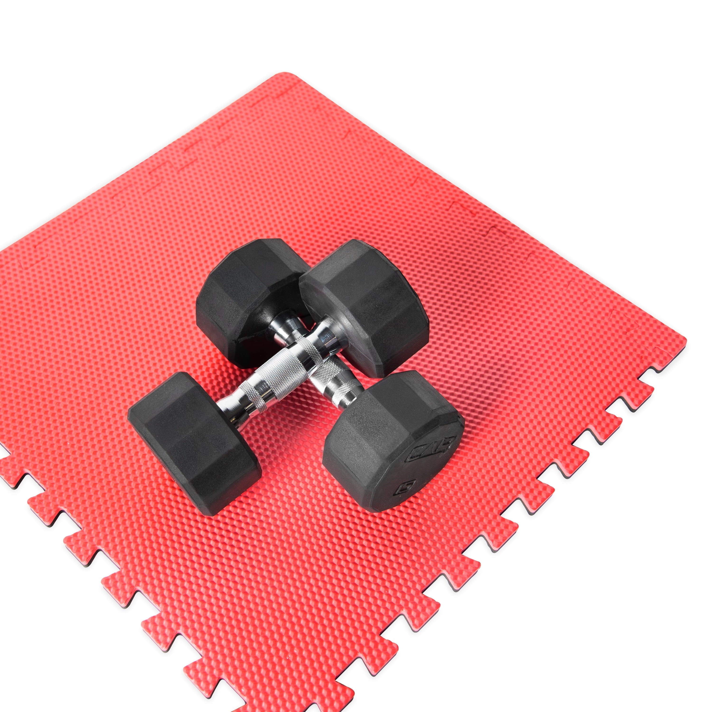 CAP EVA High-Density Foam Reversible 4-Piece 13.7 Sq ft. .50in Thick Puzzle Exercise Mat, Black / Red