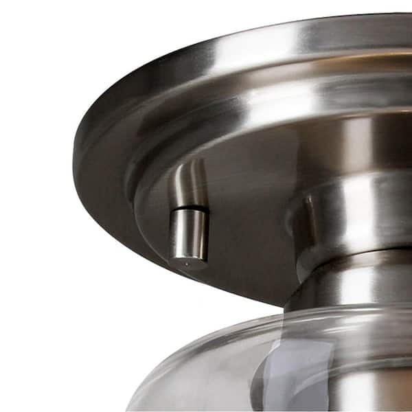 Gaspar 7 in. Brushed Nickel Flush Mount Clear Glass