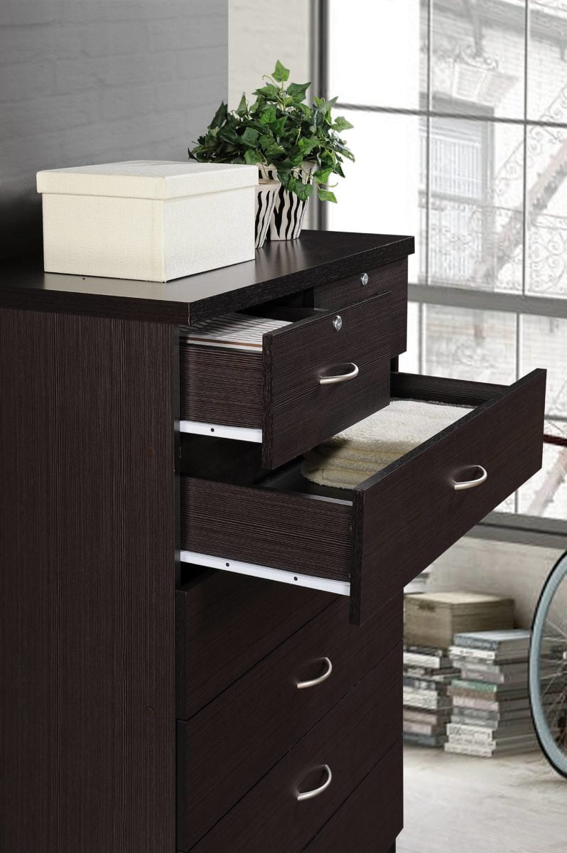 Hodedah 7 Drawer Dresser with Two Locks, Chocolate