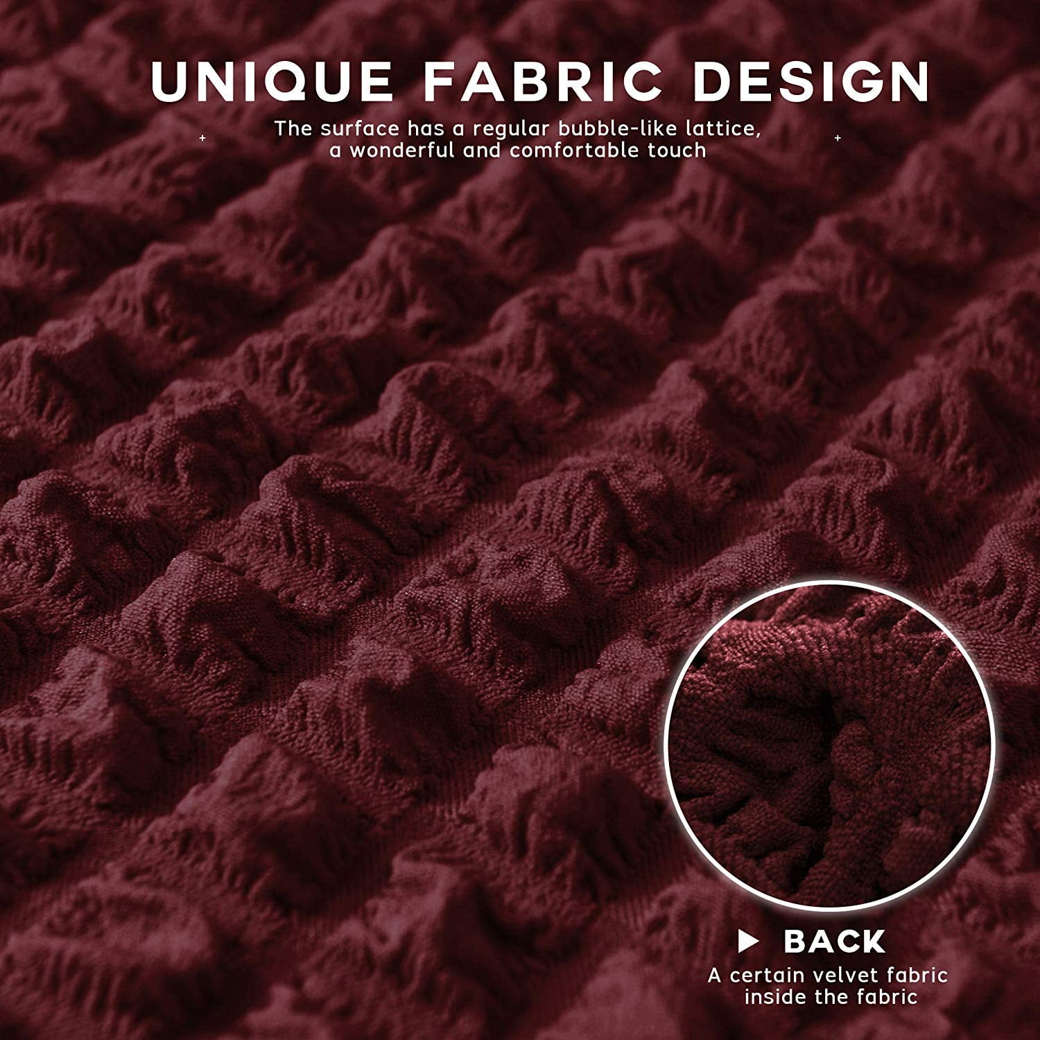 Subrtex Stretch 1-Piece Pleated Ruffled Skirt Sofa Slipcover, Wine