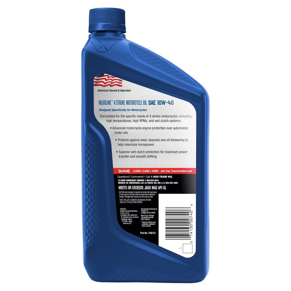 Valvoline 4-Stroke Motorcycle 10W-40 Conventional Motor Oil 1 QT