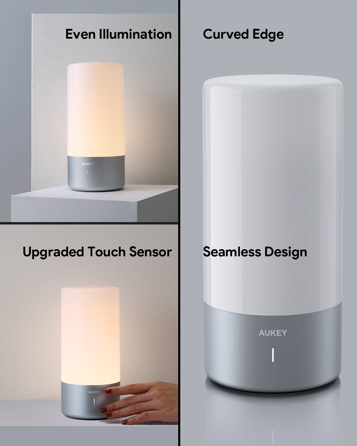 AUKEY Table Lamp, Touch Sensor Bedside Lamp with Color Changing RGB & Dimmable Warm White Light