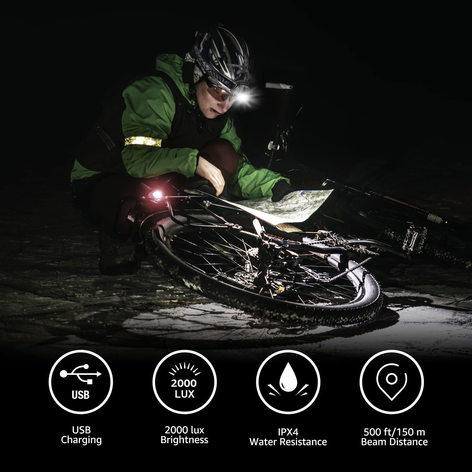 Lepro 2-Pack Headlamps Rechargeable 2000Lux Super Bright, LED Head Lamp with 6 Modes for Camping & Hiking Gear Essentials, IPX4 Waterproof Flashlights with Adjustable Headband,USB Cable Included