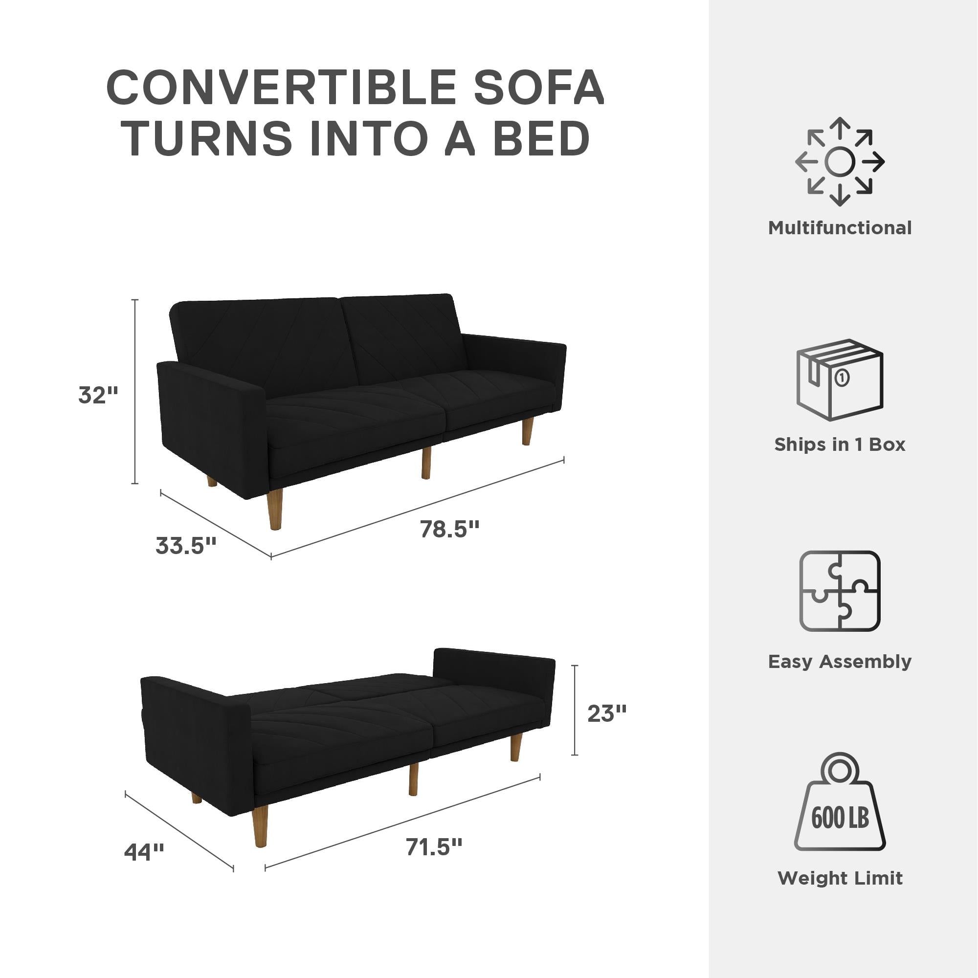 DHP Paxson Futon, Black Linen