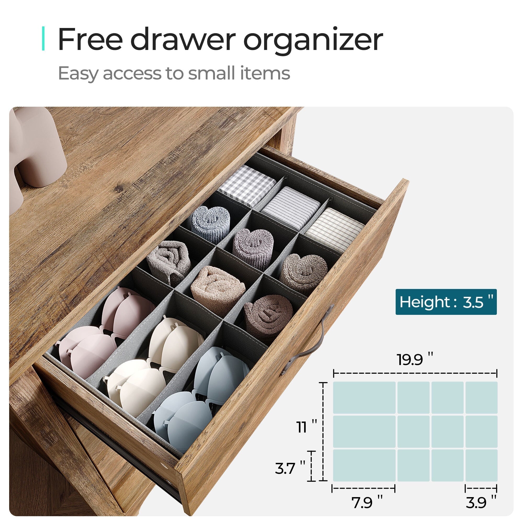 LINSY HOME Brown Dressers,Chest of 4 Drawers