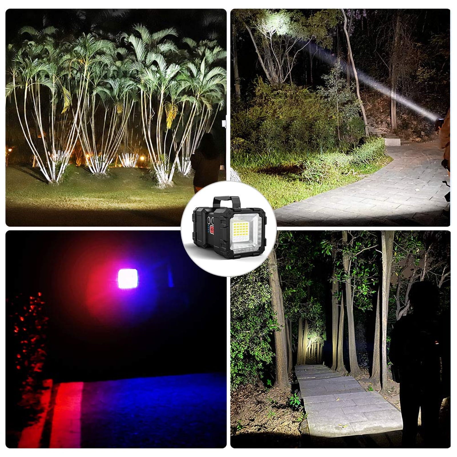 Rechargeable LED Spotlight Flashlight, Super Bright Handheld Searchlight with 5000mAh Battery, 1200 High Lumens Waterproof 7 LED Light Modes for Camping Emergency Use