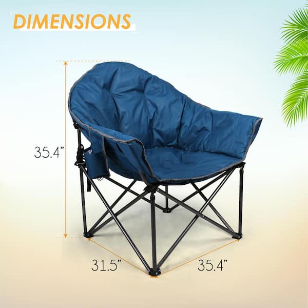 Folding Moon Camping Chair Heavy-Duty Saucer Chair With Carrying Bag Peacock Blue Pedded Chair