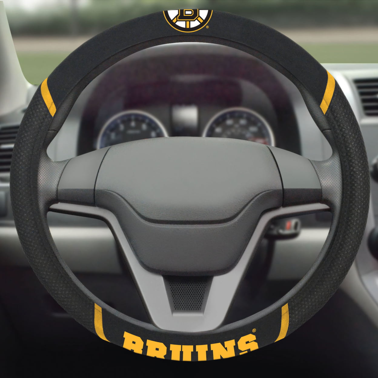 Fanmats 14842 Boston Bruins Embroidered Steering Wheel Cover