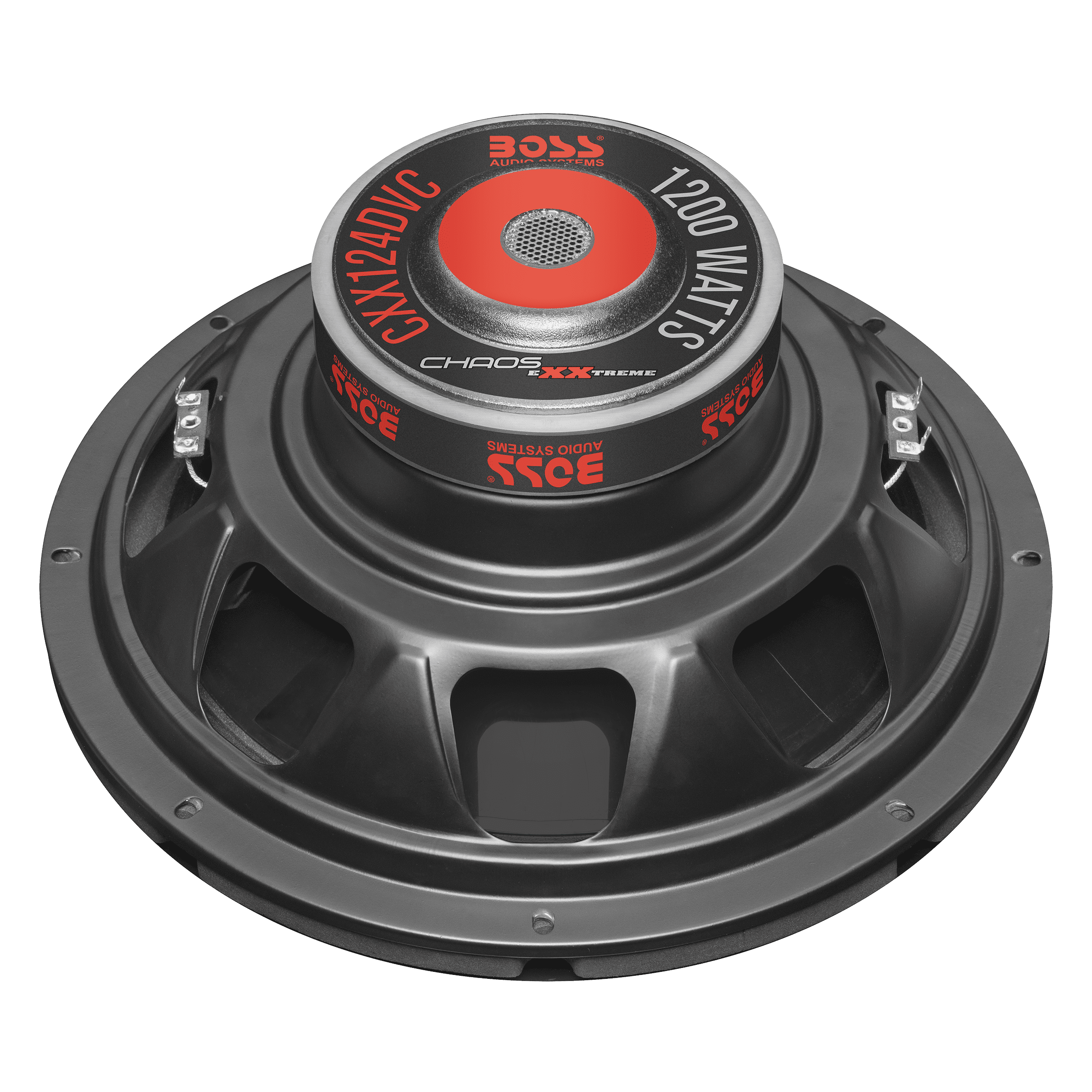 BOSS Audio Systems CXX124DVC Chaos Exxtreme Series 12 inch Car Audio Subwoofer - 1200 Watts Max, Dual 4 Ohm Voice Coil, for Truck, Boxes and Enclosures, Use With Amplifier