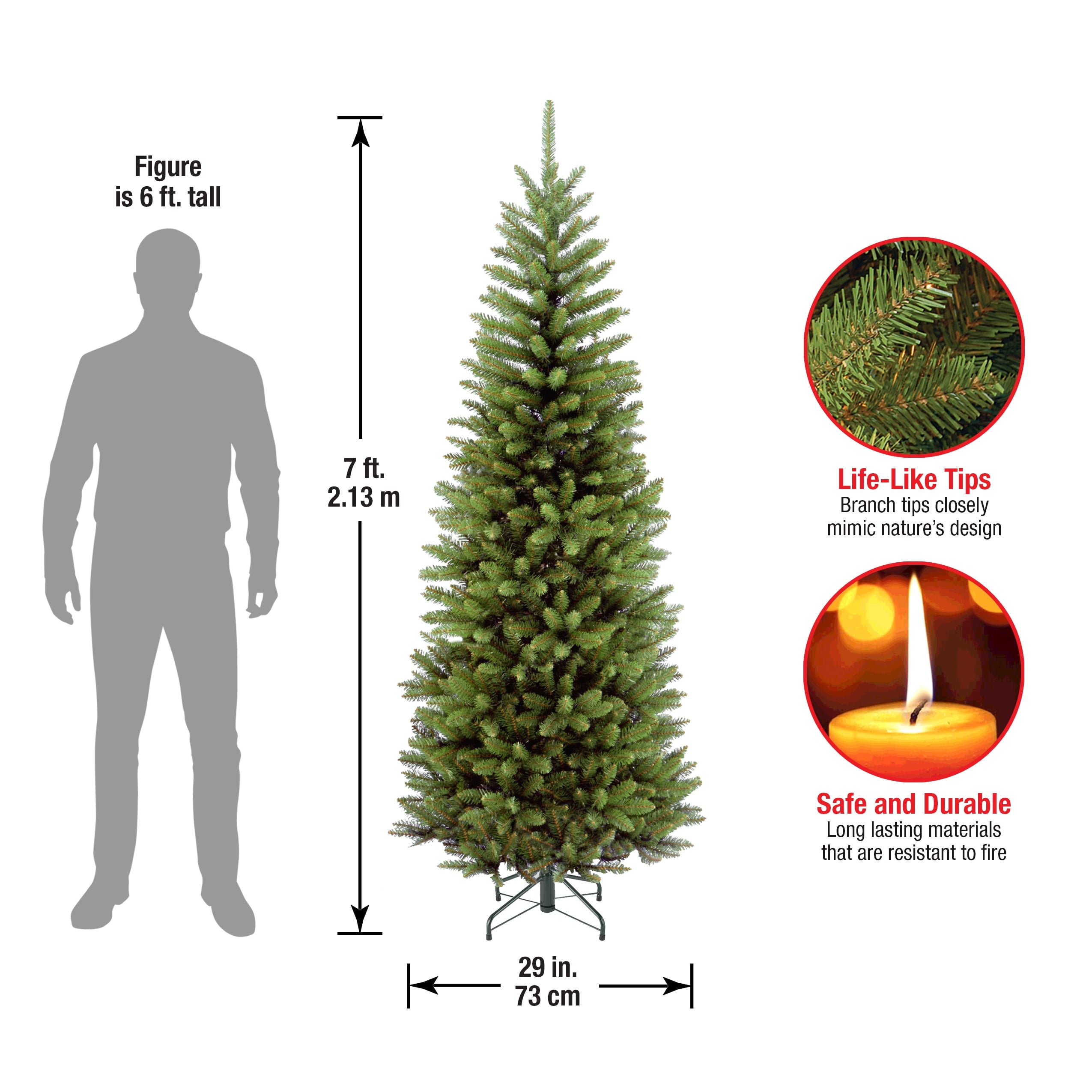 National Tree Company Artificial Slim Christmas Tree, Green, Kingswood Fir, Includes Stand, 7 Feet