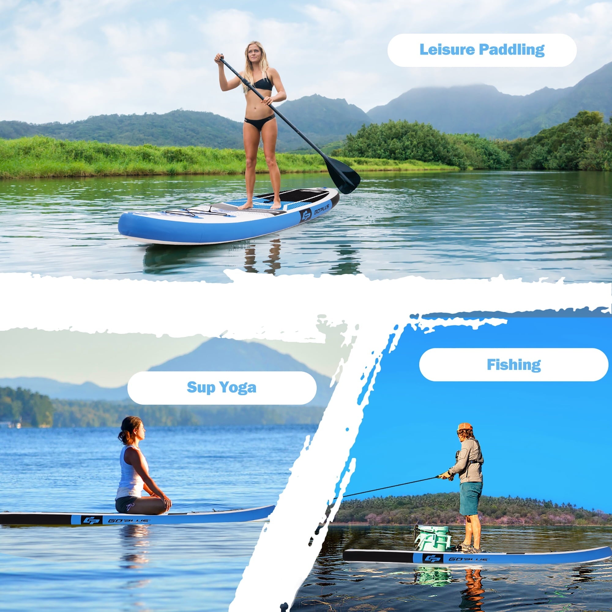 Goplus 10'5'' Inflatable Stand Up Paddle Board SUP with Carrying Bag Aluminum Paddle